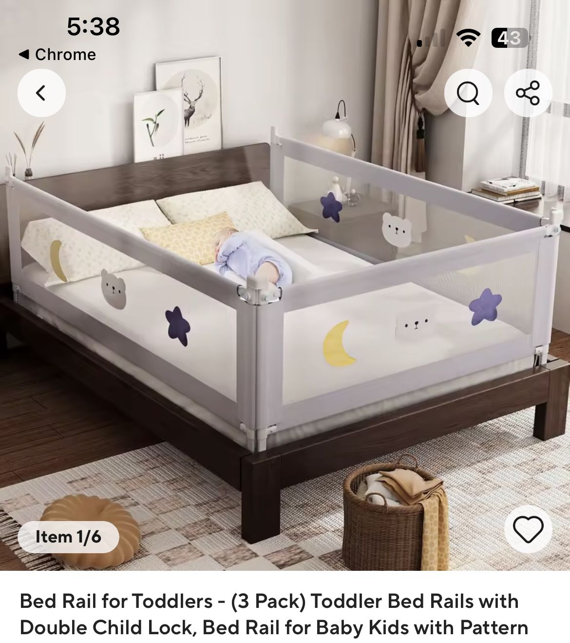 Bed Gate For Toddler Or Baby / Babies