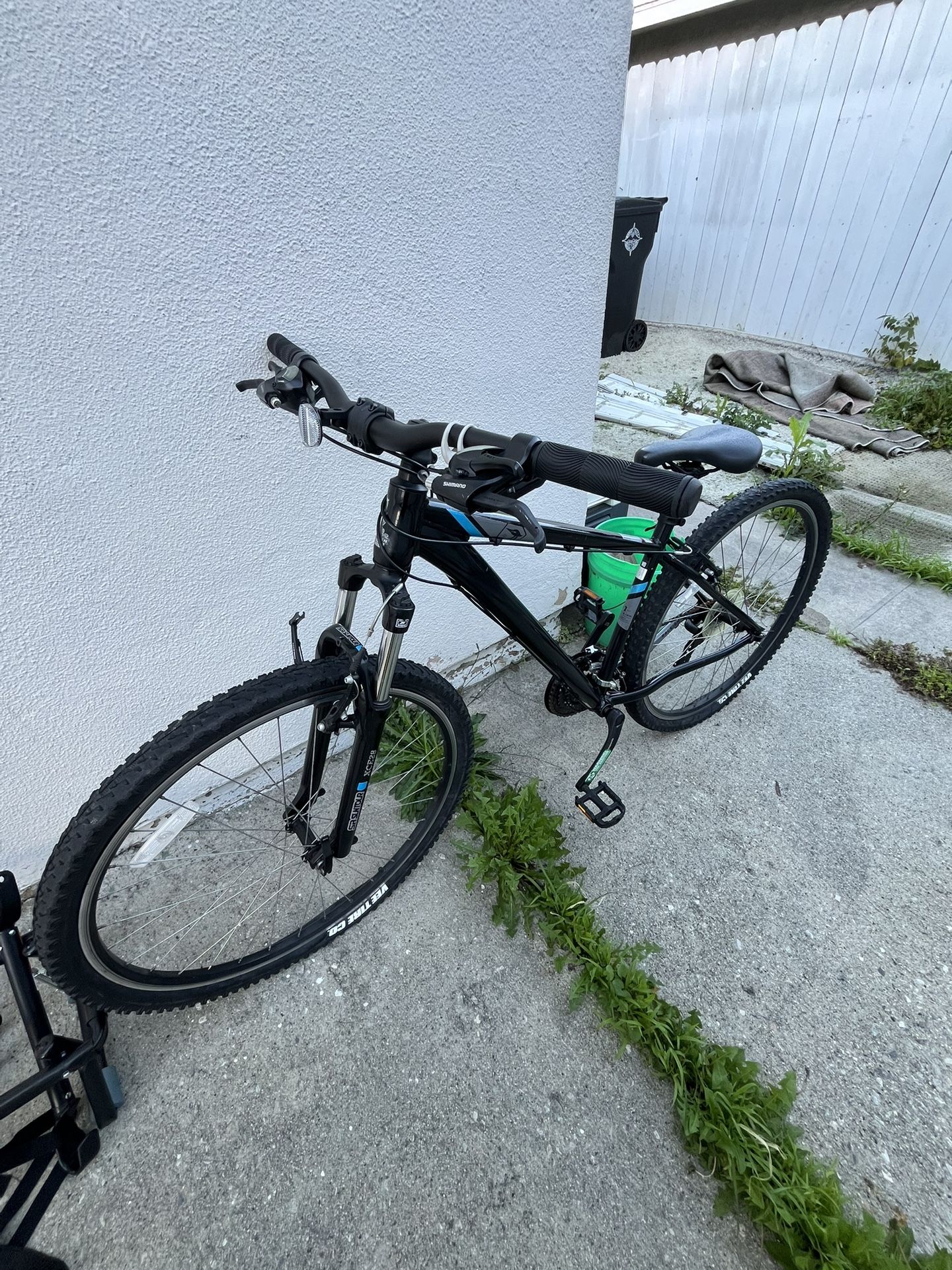 Raleigh Mountain Bike + Allen Bike Rack + Schwinn Helmet