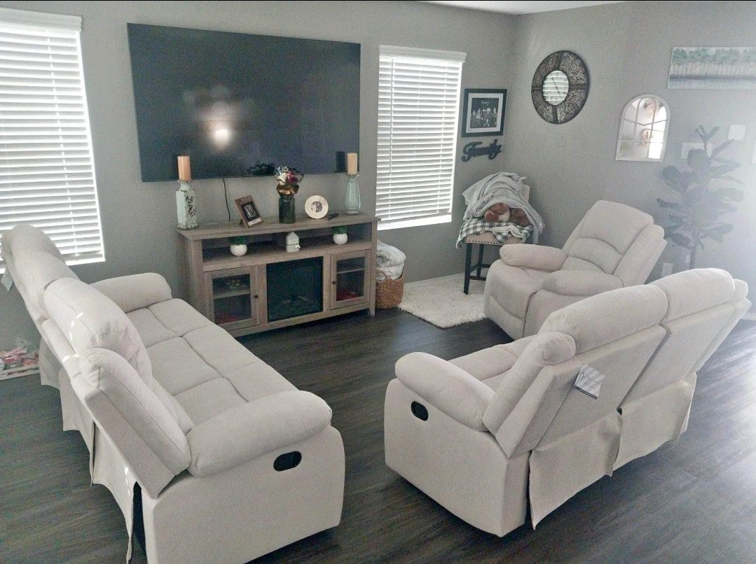 Brand New 3pc. Sand Recliner Living Room Set 