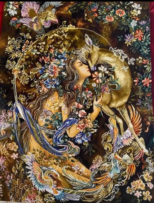 persian handmade silk and wool rug 24" by 32"