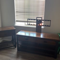 Solid Wood Tv Stand And Corner Table With Drawer 