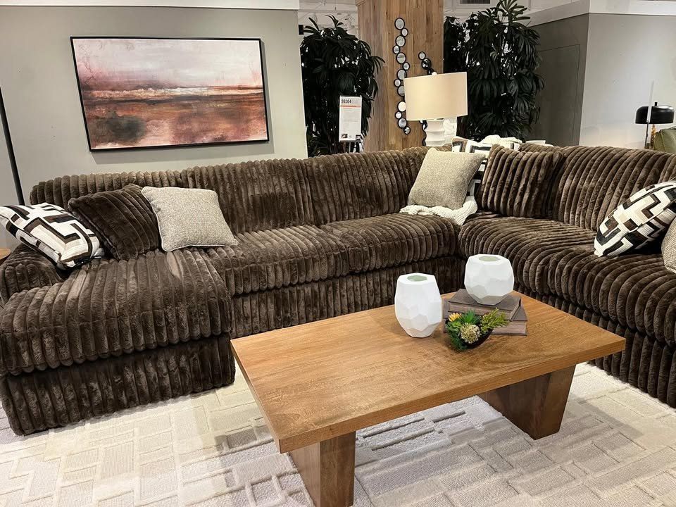 luxuriously soft jumbo corduroy 2 Pc Sectional sofa w/Large Chaise