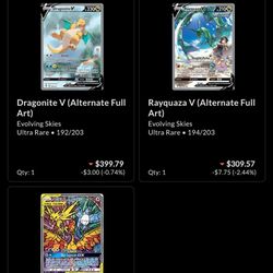 Pokemon High End Cards Evolving Skies Alt Arts + Tag Team