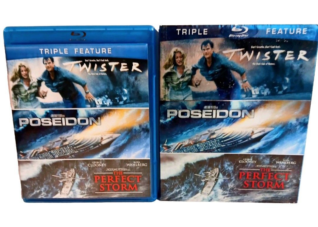 Twister/Poseidon/The Perfect Storm Blu-ray 2012 3-Disc Set Like New W/ Slipcover