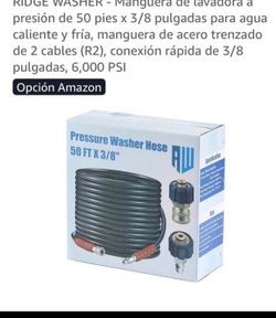 Manguera de lavado a presión de 3/8 pulgadas, 4800 PSI, manguera resistente a torceduras de 50 pies Power Washer Hose Steel Wire Braided with Swivel Q