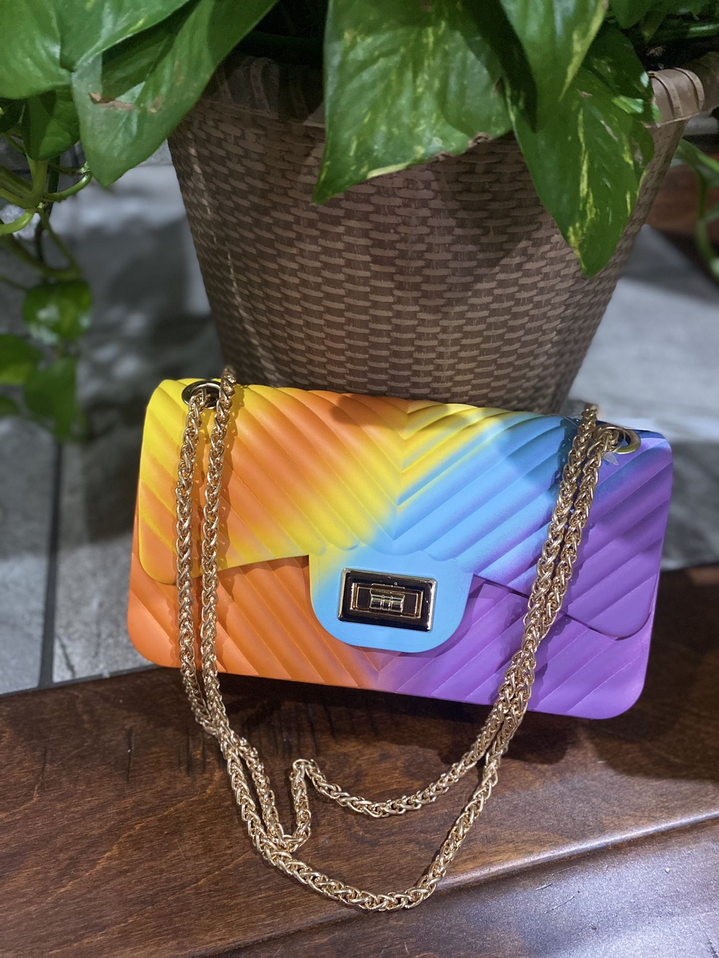 Matte Rainbow Chain Shoulder Crossbody Bag