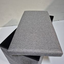 Folding Storage Ottoman W/Lift Top Bed End Bench, 80L Capacity Light Grey