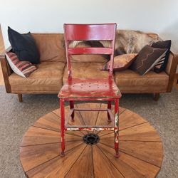 Refinished Red Metal Chair
