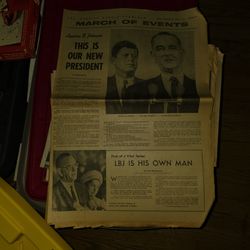 newspaper from November 1963 regarding the presidency of Lyndon B. Johnson