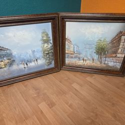 Hand Painted Wall Art Set Of Two Framed Shipping Is Not Included 