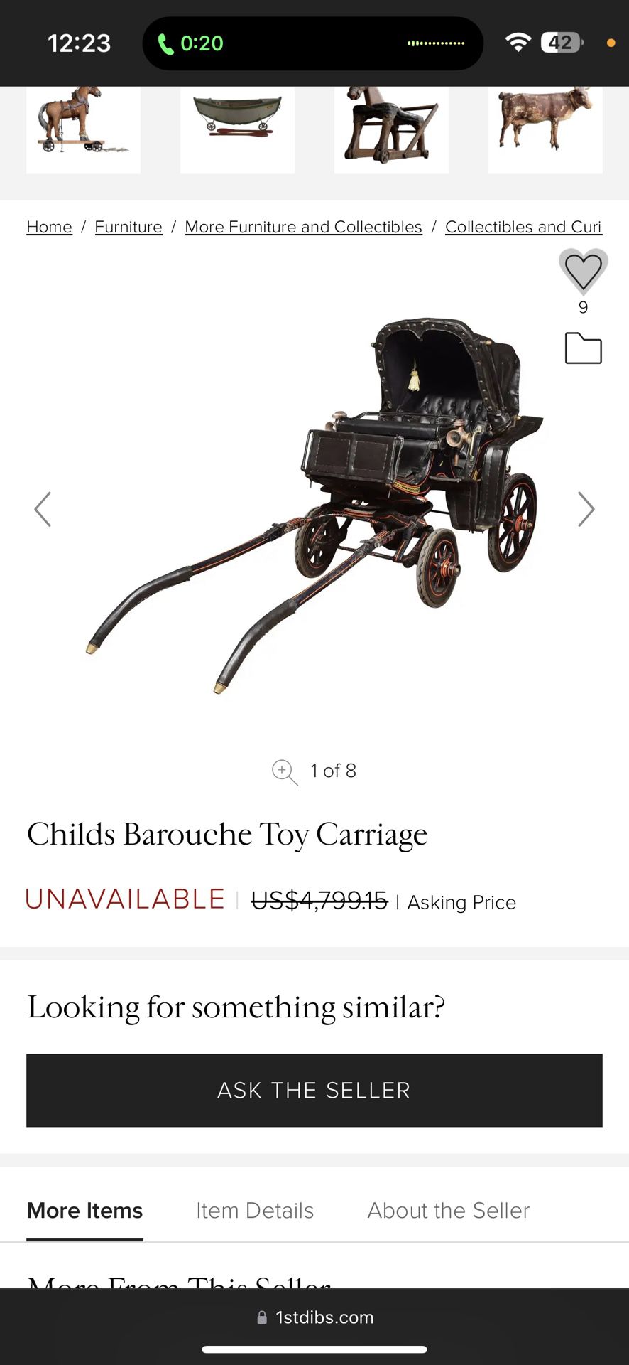 Childs Barouche Toy Carriage Halloween Vintage