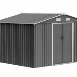 New in Box 8 ft. W x 10 ft. D Outdoor Storage Metal Shed w/Foundation and Lockable Door All-Weather