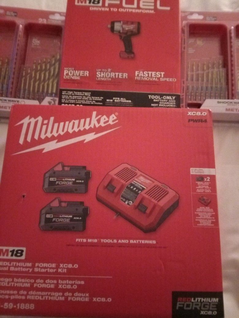 Milwakee Fuel High Torque And (2)8ah Forged Battery Kits With Double Rapid Charger..