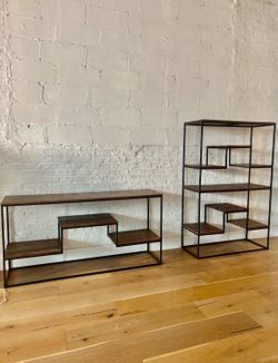 Industrial wood shelves