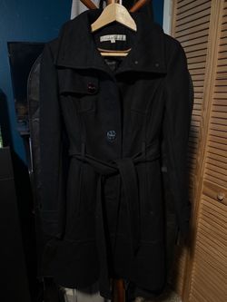 Kenneth Cole Black Belted Wool Coat