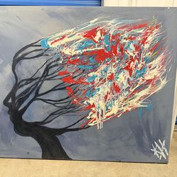 4x6 ft Original Acrylic Painting - Abstract Silhouette & Splatter Art