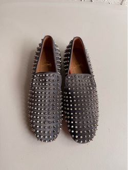 Christian Louboutin Rollerboy Spikes Loafers Size 42.5 Shadow Silver With Box