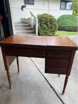 Vintage Sears Kenmore Sewing Machine + Wood Cabinet — Works, Solid Condition
