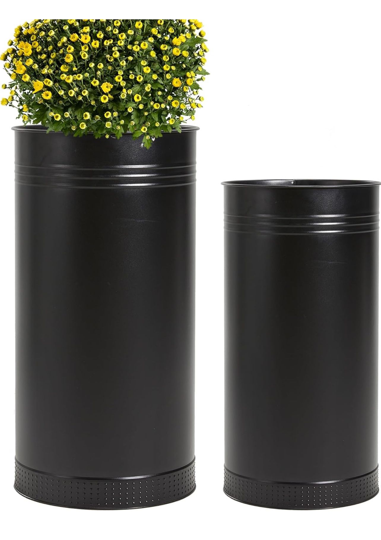 Garden Galvanized Steel Planter 2-Pack - Large:28"x14.5" & Small:24"x12" - Tall Metal Plant Pots - Large Handcrafted Decoration Flower Pot for Indoor 