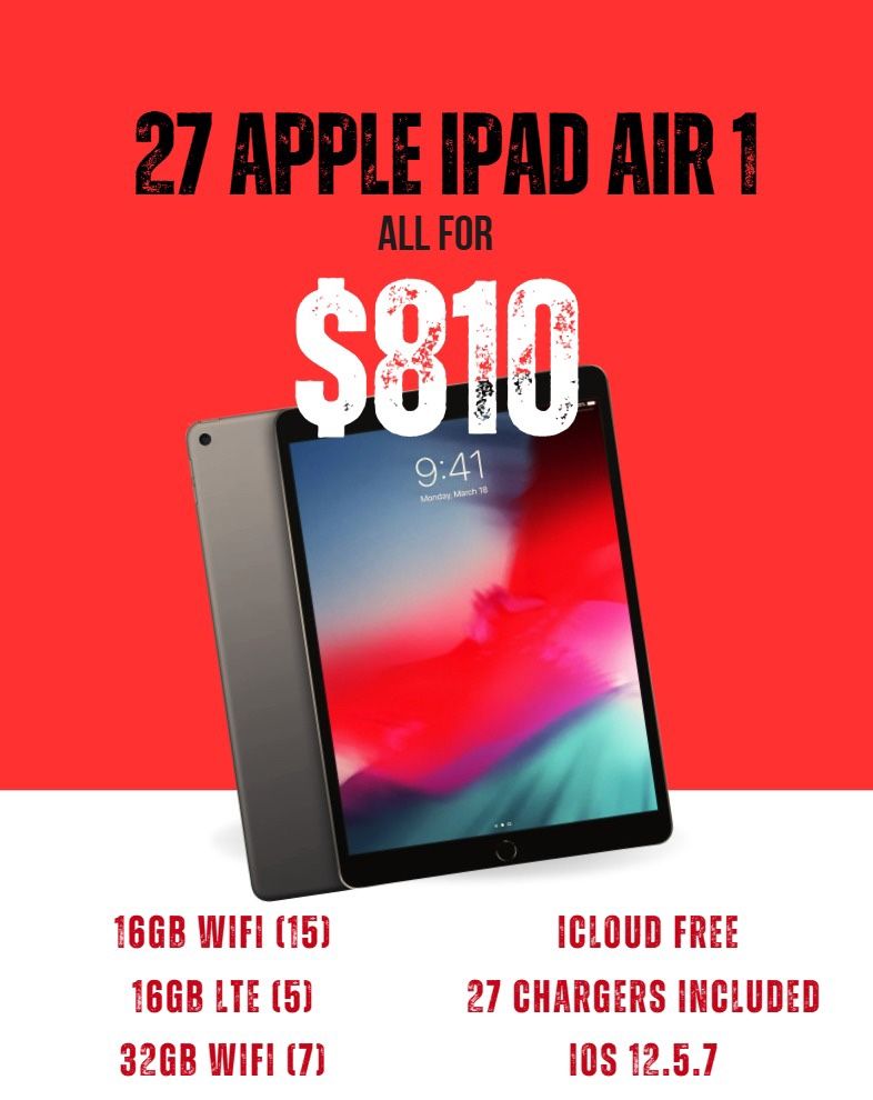 Apple iPad Air 1 Gen Bulk Lot 13pcs