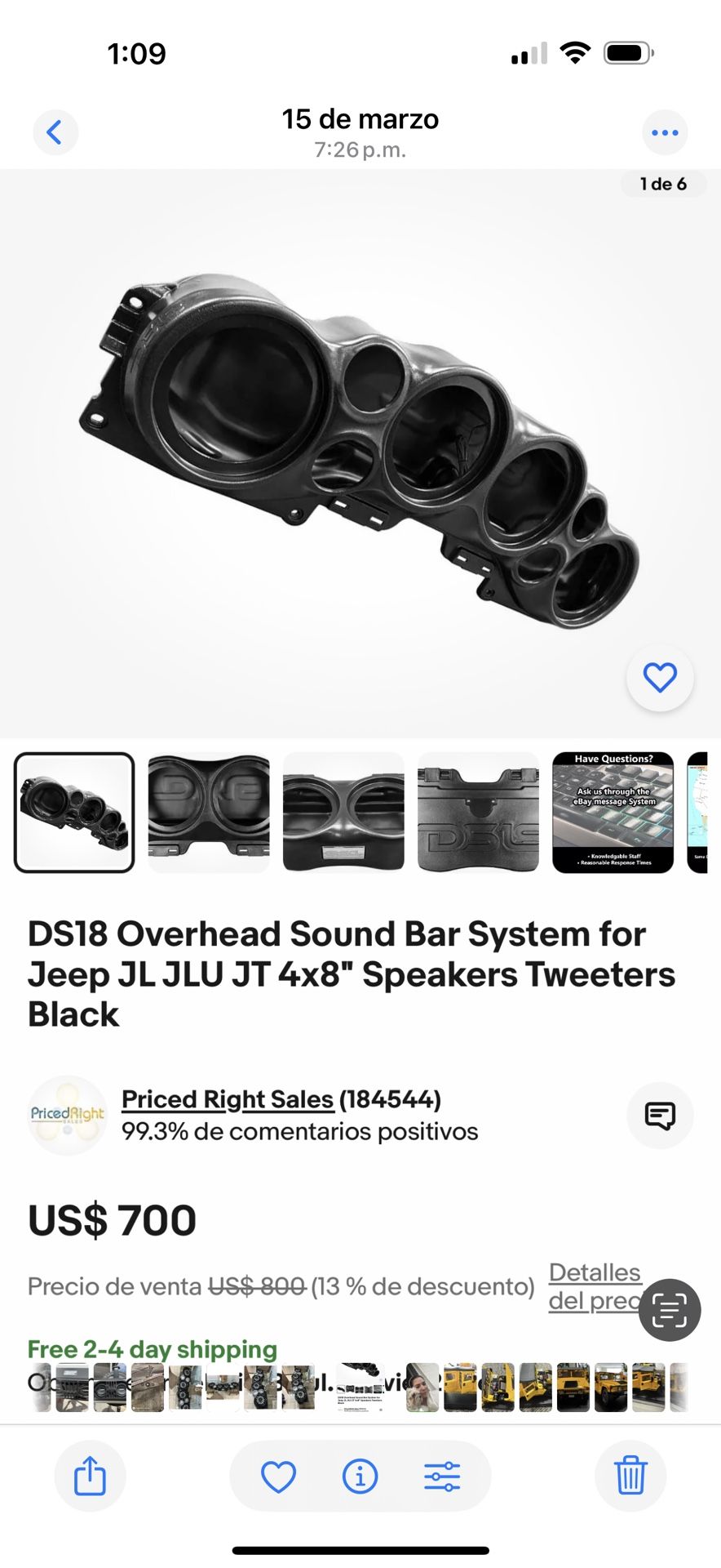 DS18 Overhead Sound Bar System for Jeep JL JLU JT 4x8" Speakers Tweeters Black