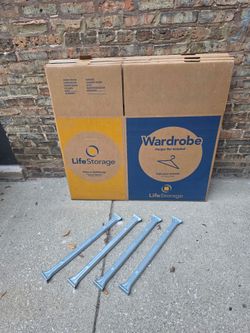 Life Storage Wardrobe Moving Box with Hanger Bars- Lot of 4