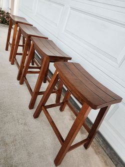 Solid Wood backless barstool set of 4.