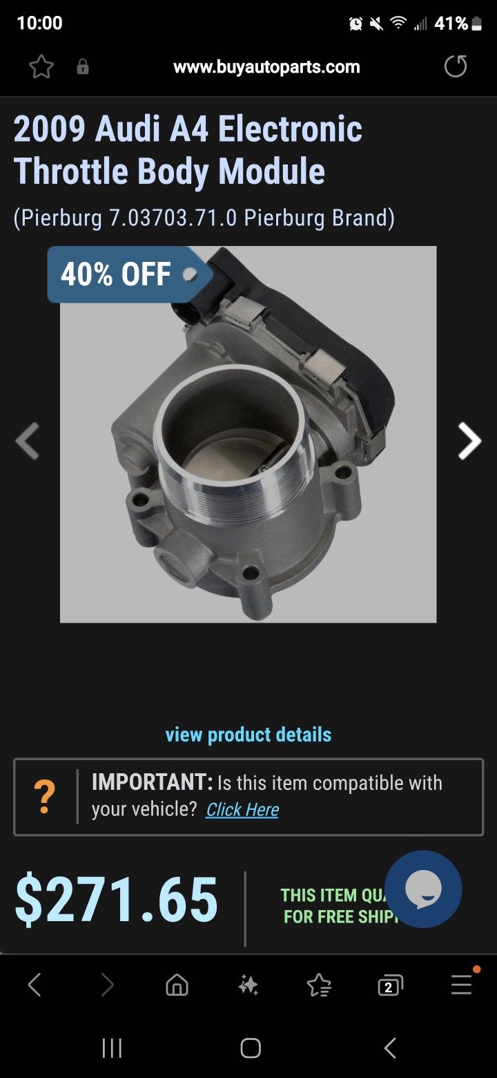 Original Used Electronic Throttle Body For Audi A4 2009 2.0 Turbo