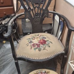 Antique/Vintage Chair And Stool