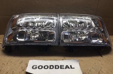 #OH115 FIT 1999-04 Ford F-250/F-350/F-450/F250/F350/F450 Chrome LED DRL Halogen Headlight Head Lights Pair Set