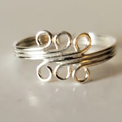 Sterling Silver Triple Swirl × 2 Toe Ring