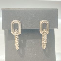 READ Entire ad BEFORE MESSAGING - LAGOS Brand Caviar 925 Sterling Silver paper clip fluted Drop Dangle Hoop earrings earring Jewelry $355 Retail