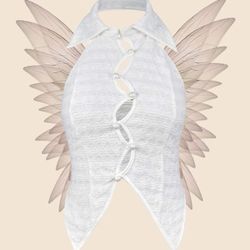 Button Front Asymmetrical Hem Halter Top