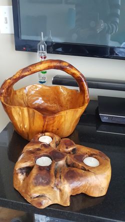 Rustic basket and candle holder