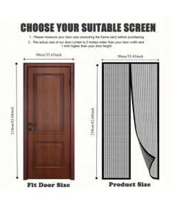 1pc Magnetic Soft Mesh Screen Door, Suitable For Doors And Windows, Magnetic Self-Closing Anti-Mosquito Screen Door, Breathable Invisible Mesh Barrier