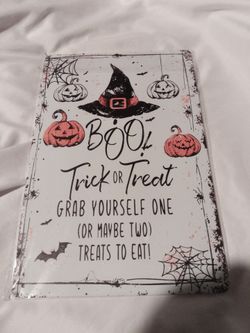 Halloween Boo Trick or Treat Metal Sign
