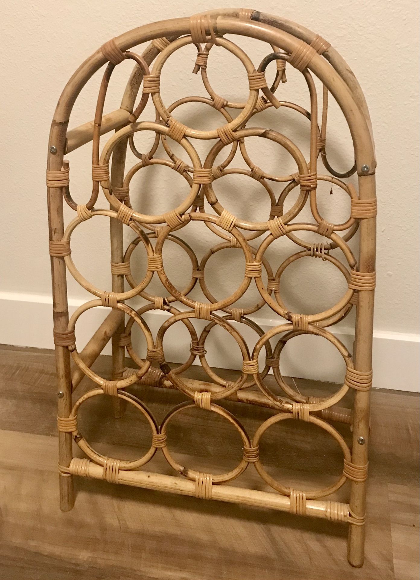 Vintage Rattan Wine Rack! 