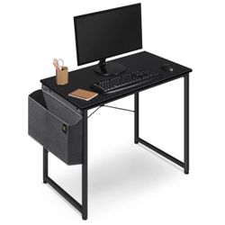 Small Computer Office Desk 32 Inch Kids Student Study Writing Work with Storage Bag & Headphone Hooks Modern Simple Home Bedroom PC Table