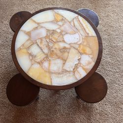Vintage Onyx Coffee / Cocktail Table with Nesting Stools – Stone Top