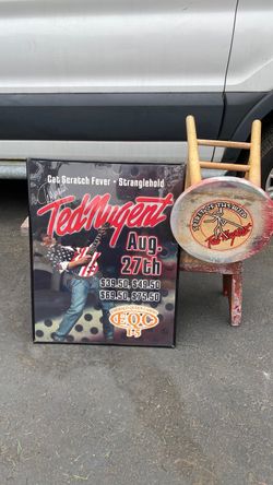 Ted Nugent signed poster with stool