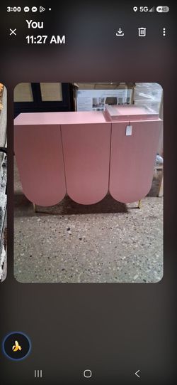 3-Door Scalloped Mid-Century Sideboard - Pink
