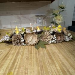 Burlap dahlia and  Peony Centerpiece From KIRKLAND ‘S