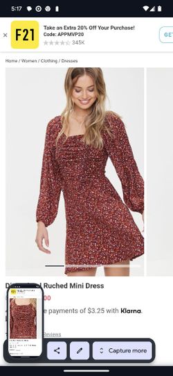 New Green Floral Mini Dress S