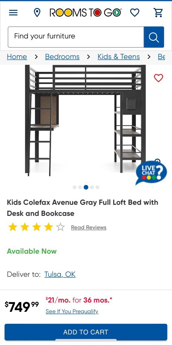 Kids Colefax Avenue Gray Full Loft Bed With Desk And Bookcase