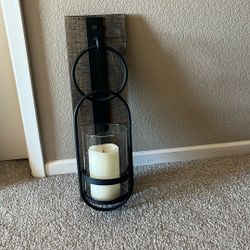 2 Wood And Metal Sconces