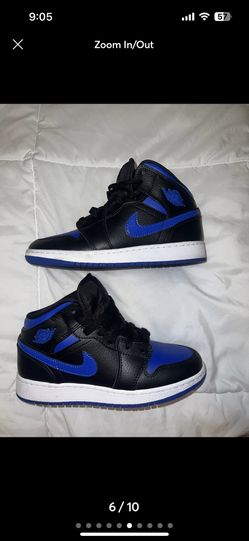 AIR JORDAN 1 MID GS 'BLACK HYPER ROYAL' Size 4.5