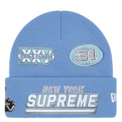 Supreme New Era Football Beanie Light Blue 