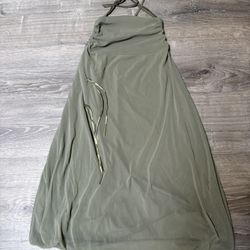 Olive Strapless New Dress With Ribbon Detail