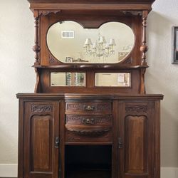 Gorgeous 1800’s Sideboard With Beveled Mirrors 