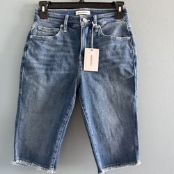 Good American Women’s Good Standard Raw Hem Denim Bermuda Shorts